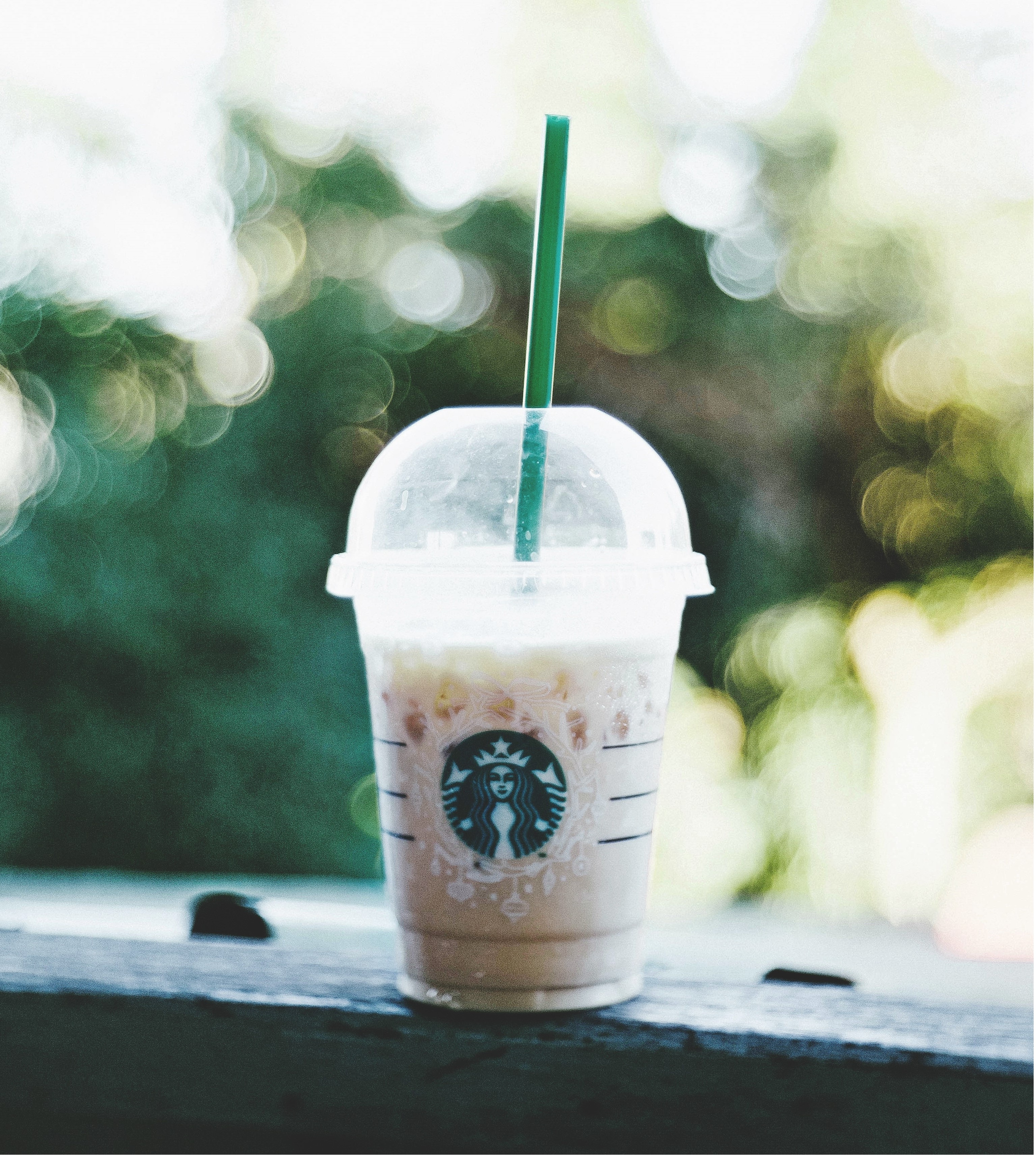 Starbucks cold drink on ledge