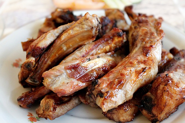 plate of cooked pork ribs