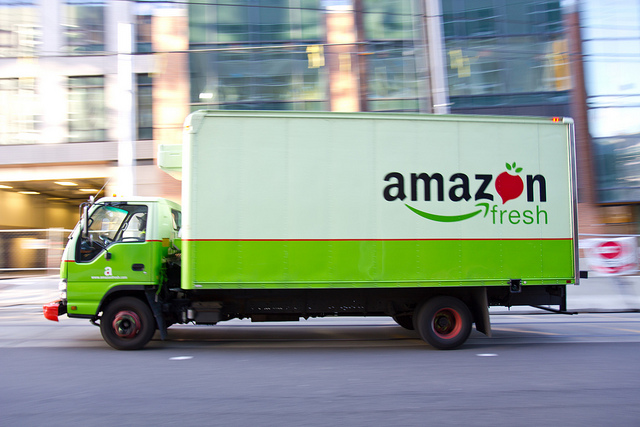 Amazon fresh truck on street