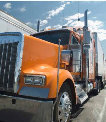 Supply Chain Scene, image of an 18-wheeler truck 