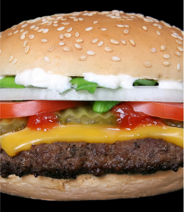 Supply Chain Scene, image of a double cheeseburger