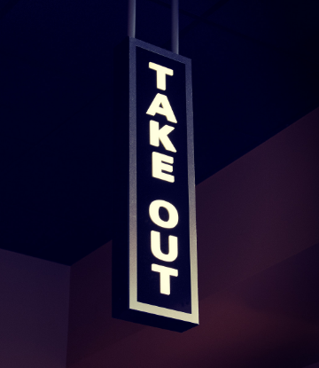 Supply Chain Scene, image of a "Take Out" sign 