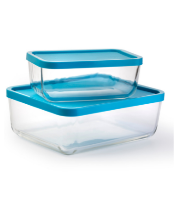 Supply Chain Scene, image of two clear glass food containers with pastic lids 