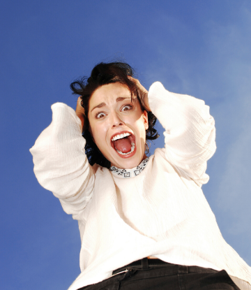 Supply Chain Scene, image of crazed, excited woman 