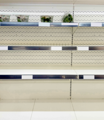 SCS, image of store shelves that are mostly empty 
