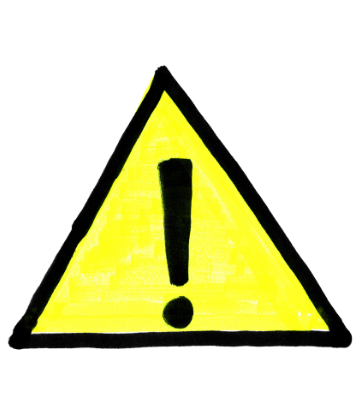 SCS, image of a yellow warning triangle with an exclamation point in it 