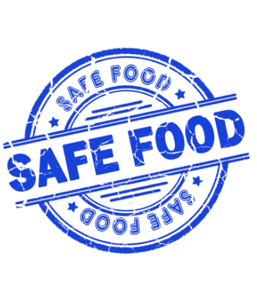 Image stamp in blue that reads SAFE FOOD