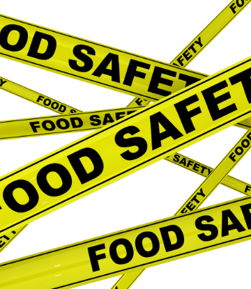Image of yellow crime scene tape that reads FOOD SAFETY 