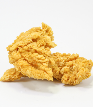 Image of two breaded and cooked chicken tenders 
