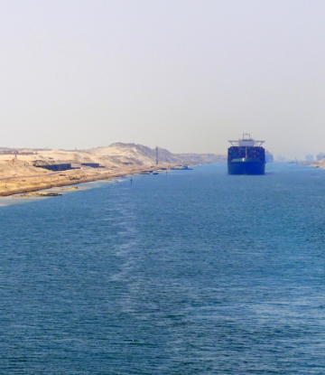 Image a a  ship in the Suez Canal 