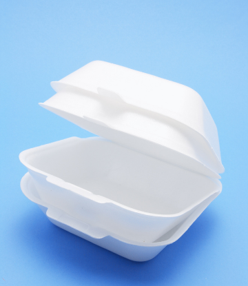 Image of a clam shell polystyrene container 