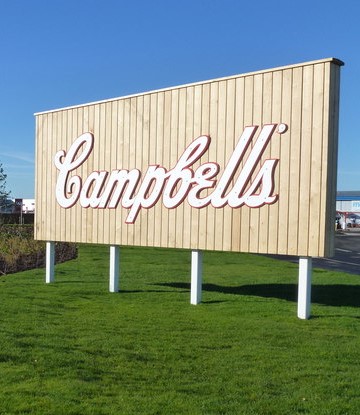 Campbell's sign outside plant in UK