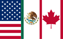 NAFTA flag (U.S./Mexico/Canada flags combined)
