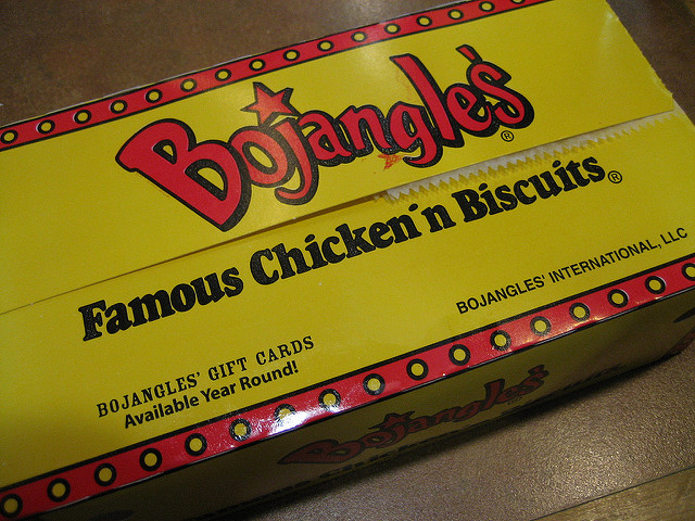 Yellow and Red Bojangles Chicken Box