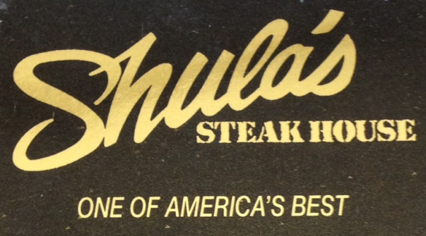 Black background with Shula's Steak House text and motto