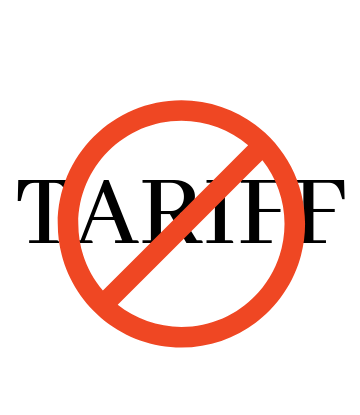 Supply Chain Scene, Image of the word TARIFF with a red strike through it