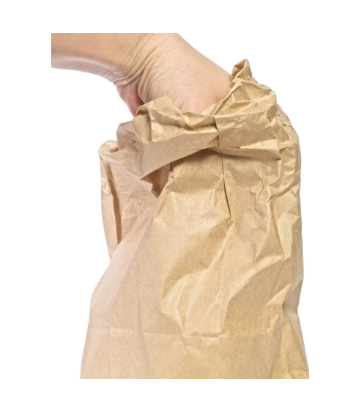 Supply Chain Scene, image of a hand reaching in to a paper food sack 