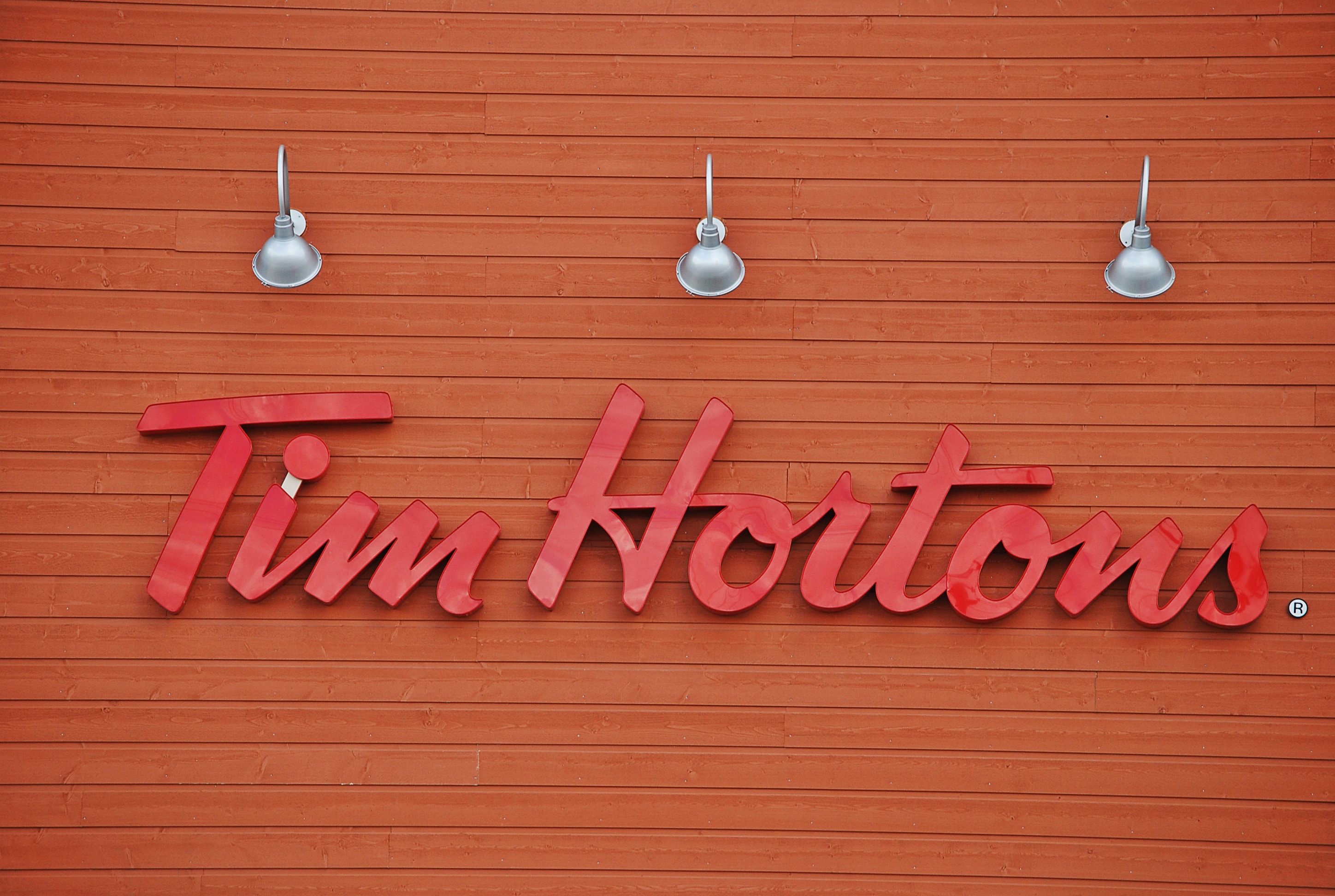 Supply Chain Scene, close up image of a Tim Hortons sign 