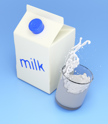 SCS, image of a generic carton of milk next to a glass of milk