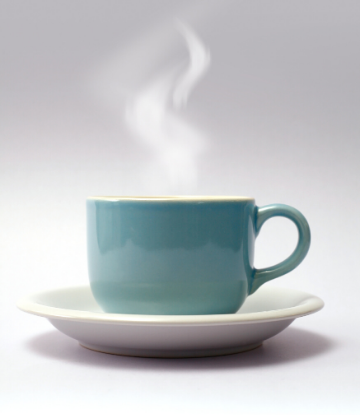 SCS, picture of a steaming mug of hot coffee 