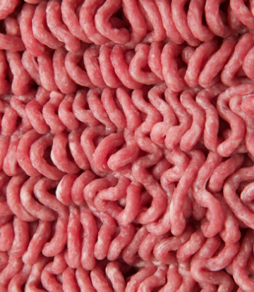 SCS, closeup image of fresh ground beef 