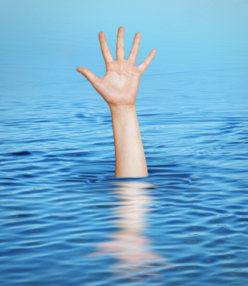 SCS, image of a hand extendend out of water 