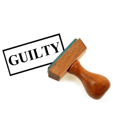 image of an ink stamp with the word GUILTY 