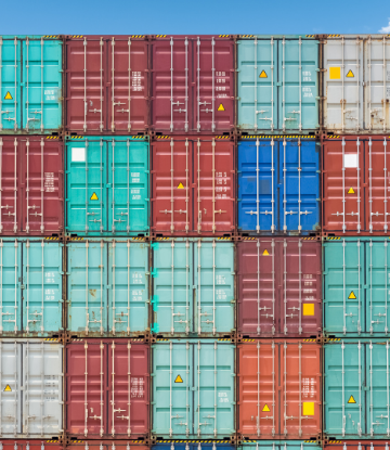 Image of a large stack of shipping containers 