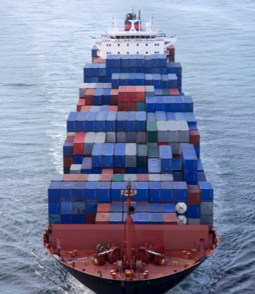Image of a large container ship on the water 