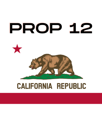 Californa flag with PROP 12 Above it 