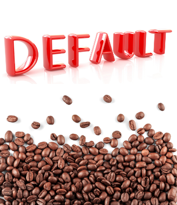 DEFAULT in red ink with roasted coffee beans 