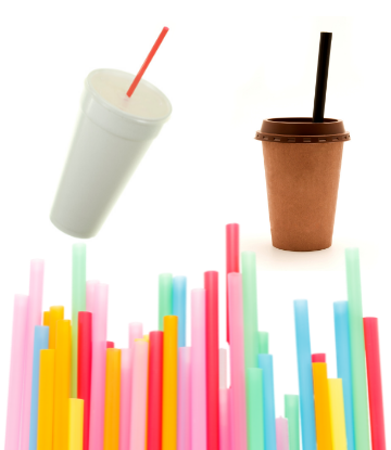 disposable cups and straws