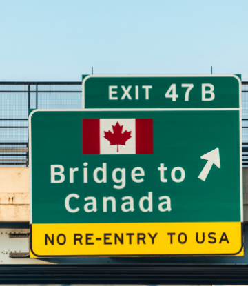 Picture of a sign that reads "Bridge to Canada"
