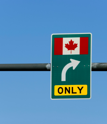 Road sign at the US Canadian border 