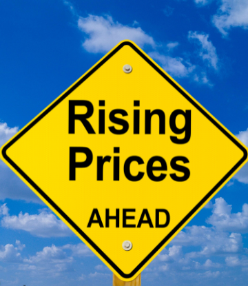 Yellow sign - rising prices ahead