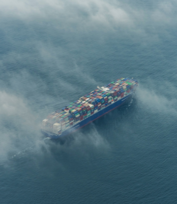A container ship at sea