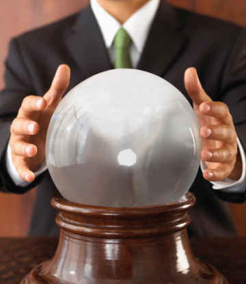 Man in suit with a crystal ball 