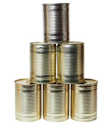 a stack of tin cans 