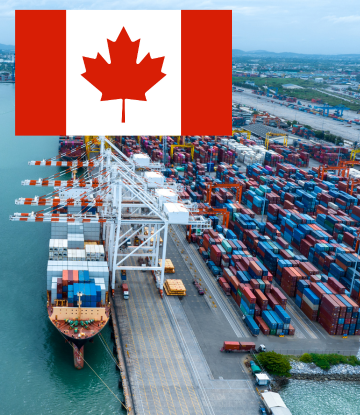 Port with flag of Canada on top