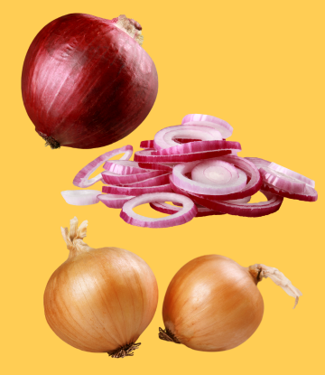 Red and yellow onions 