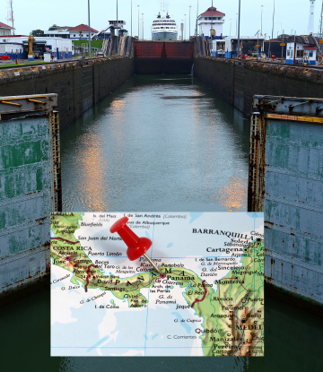 Map of panama and the canal