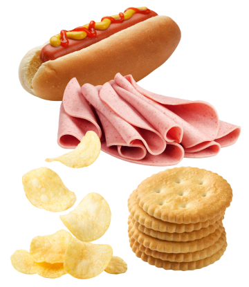 Assortment of processed foods 