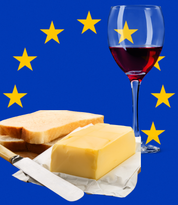 Wine, butter and EU symbol