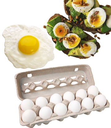 whole egg, carton of eggs, hard boiled eggs on toast 