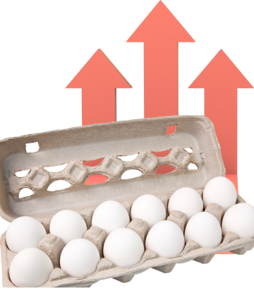 Whole eggs with three upward arrows 