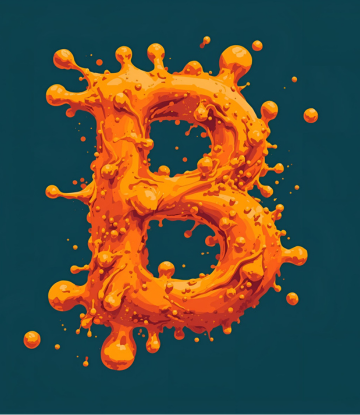 The letter B in orange 