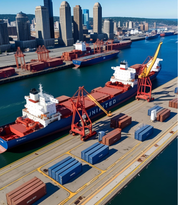 container ship at port