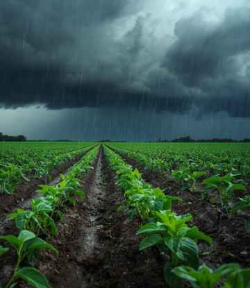 Rain in a crop field 