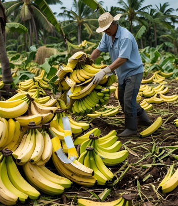 Bananas being harvested 