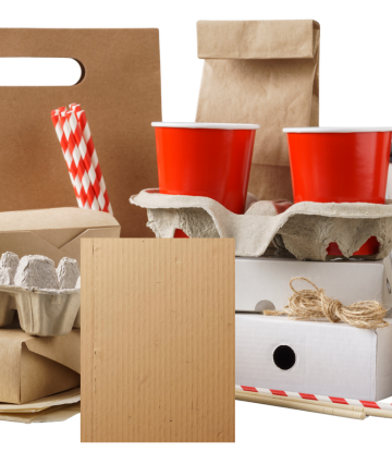 Assorted cardboard and food packaging 